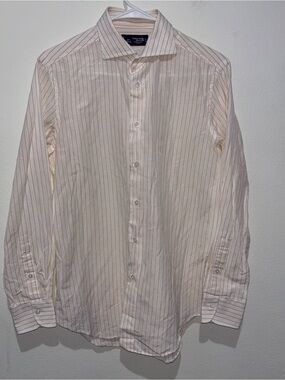 Kamakura Shirt Size 15.5, White with Orange Stripes